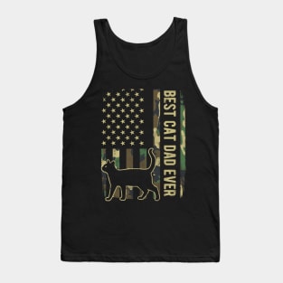 Best Cat Dad Camouflage American Flag Fathers Day Gift Tank Top